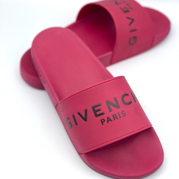 GIVENCHY | Paris Flat Logo Rubber Pool Slides in Fig Pink | 39/ 9 - Picture 16 of 16